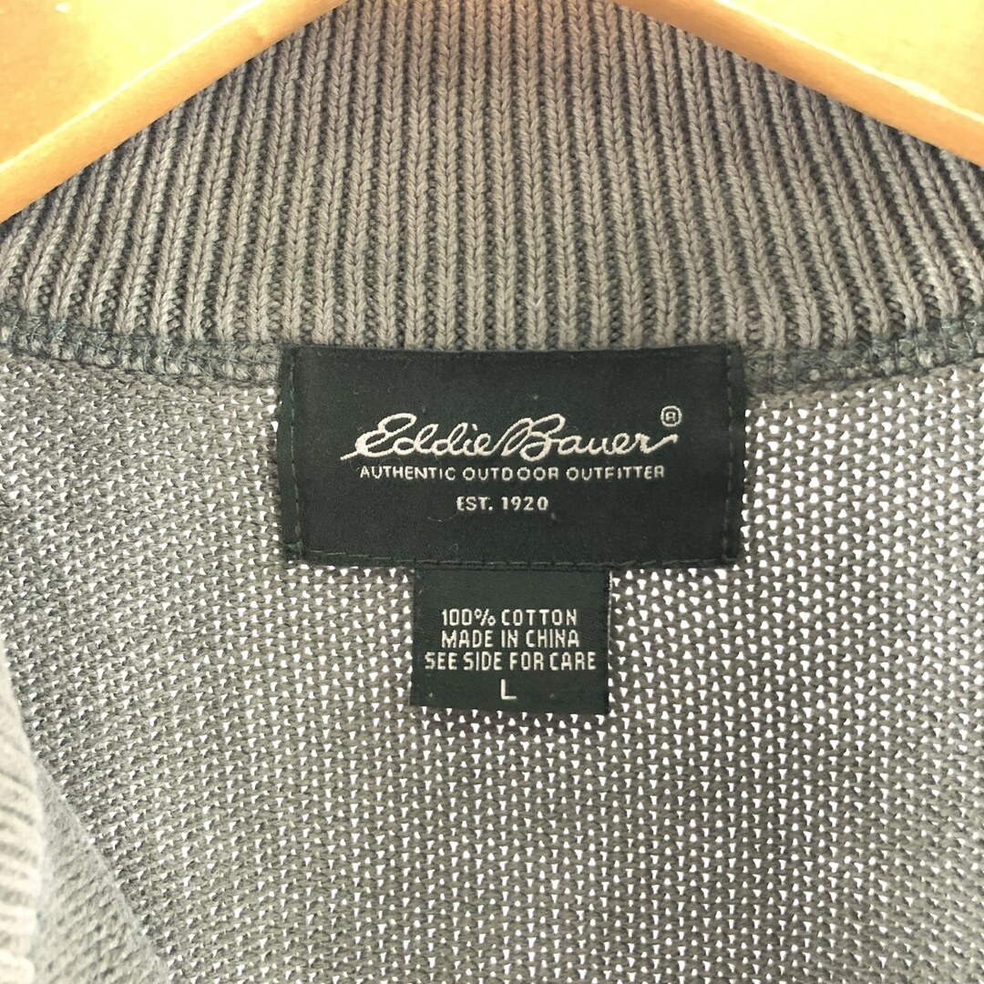 Eddie Bauer(エディーバウアー)の古着 エディーバウアー Eddie Bauer 総柄 コットンニットハーフジップセーター メンズL /eaa348603 メンズのトップス(ニット/セーター)の商品写真