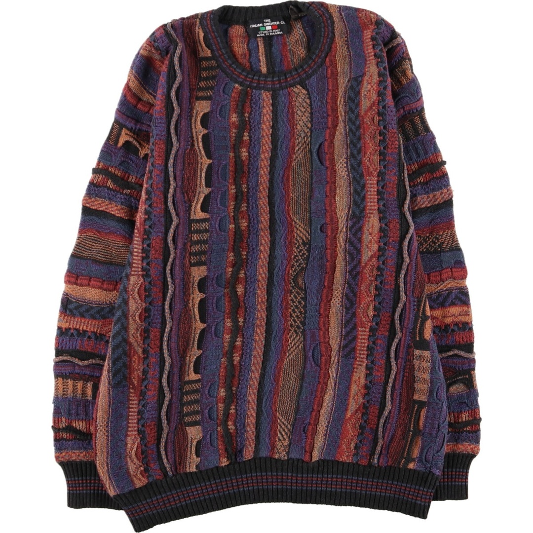 THE ITALIAN SWEATER Co. 総柄 クージー風 コットンニットセーター イタリア製 メンズL /eaa367961