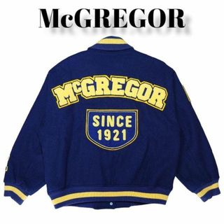 McGREGOR - マクレガー レザー スタジャン 古着 メンズS位 紺 白 本革 ...