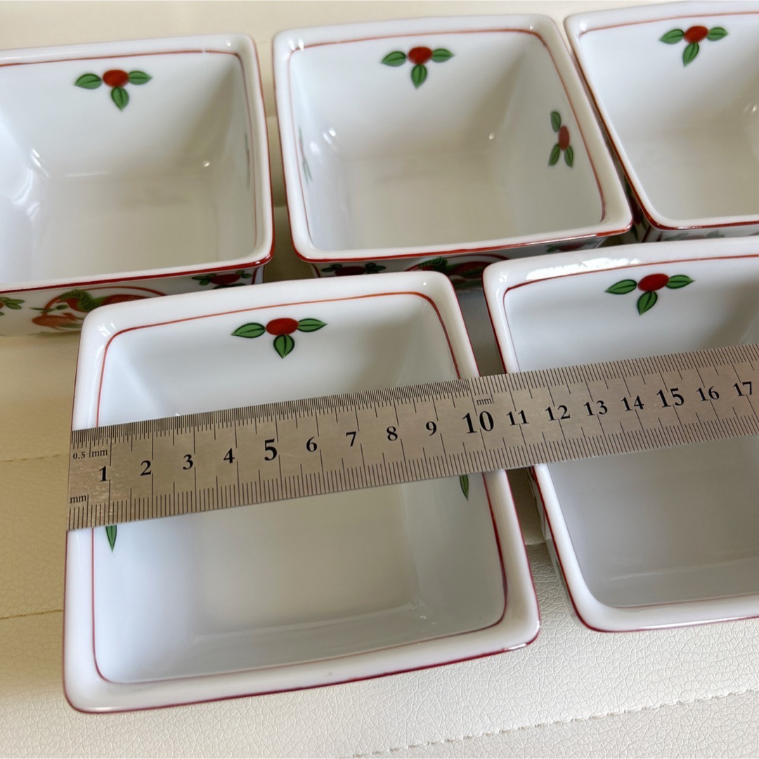 たち吉 - たち吉 赤絵花鳥 小鉢揃 5枚セット 角鉢 取り鉢 和食器 たち吉 - たち吉 赤絵花鳥 小鉢揃 5枚セット 角鉢 取り鉢 和食器