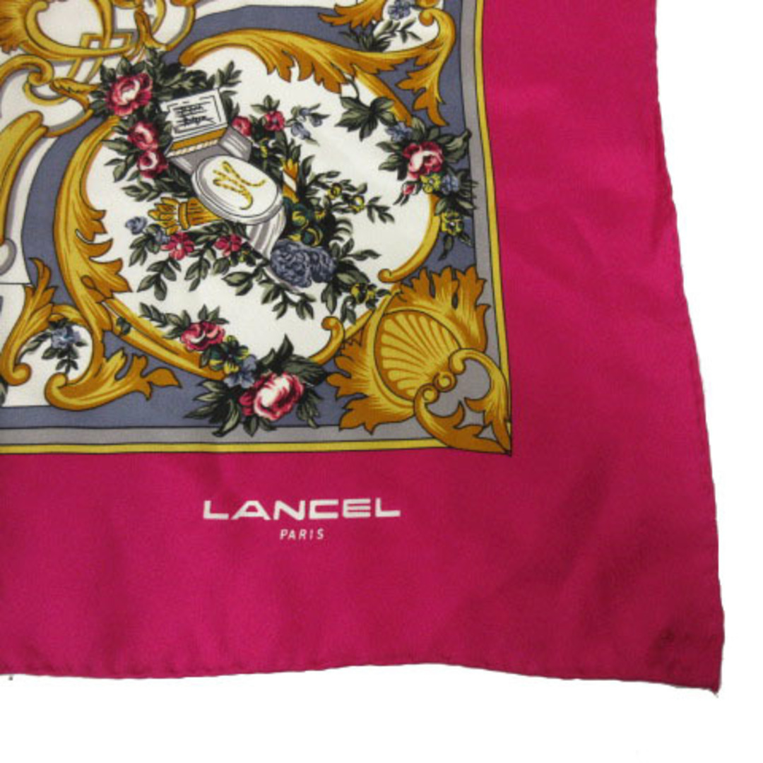 ランセル スカーフ シルク100％ 花 ピンク ゴールド 白 マルチカラー 6