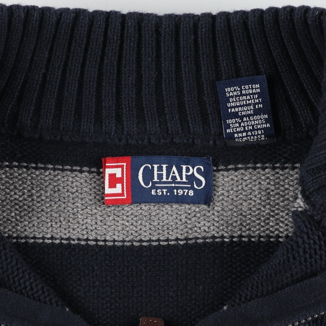 チャップス CHAPS ボーダー柄 コットンニットハーフジップセーター メンズXL /eaa349663 2