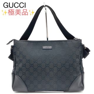 グッチ(Gucci)の【✨極美品✨】GUCCI グッチ　レザーショルダーバッグ　GGキャンバス　レザー(ショルダーバッグ)