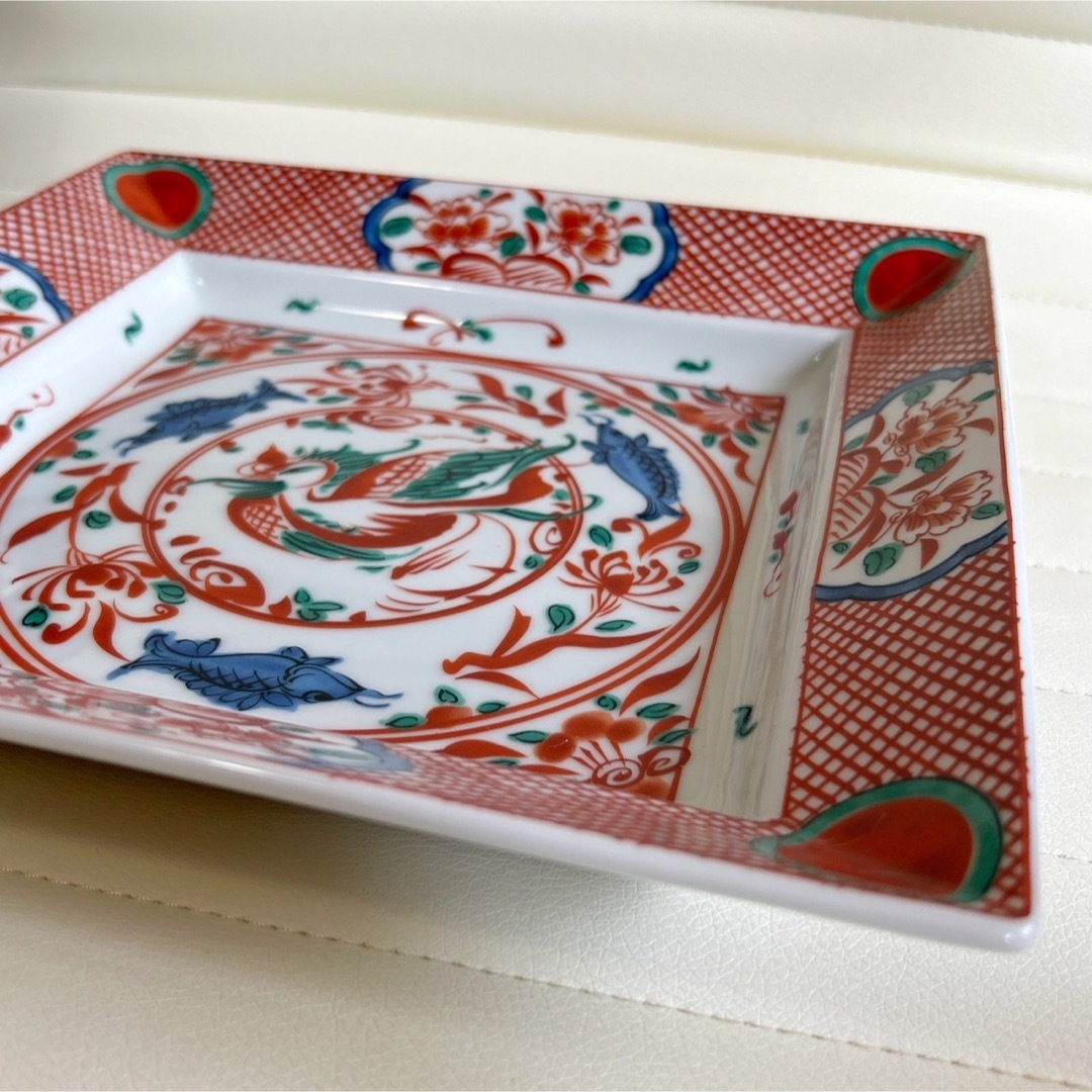 たち吉 赤絵花鳥 大皿 角皿 色絵 和食器 オードブル皿 橘吉 お正月 - 食器