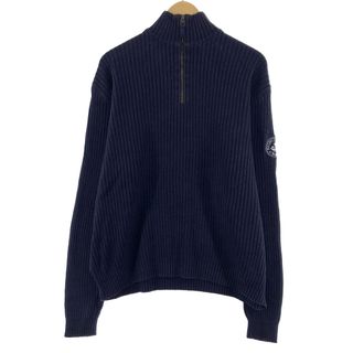 ラルフローレン(Ralph Lauren)の古着 ラルフローレン Ralph Lauren POLO by Ralph Lauren リブ編み 袖刺? リネン×コットンニットハーフジップセーター メンズXL /eaa371550(ニット/セーター)