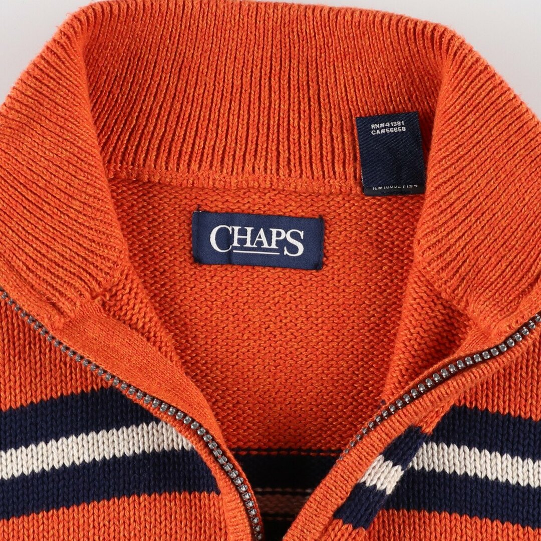 チャップス CHAPS ボーダー柄 コットンニットハーフジップセーター メンズXL /eaa349663