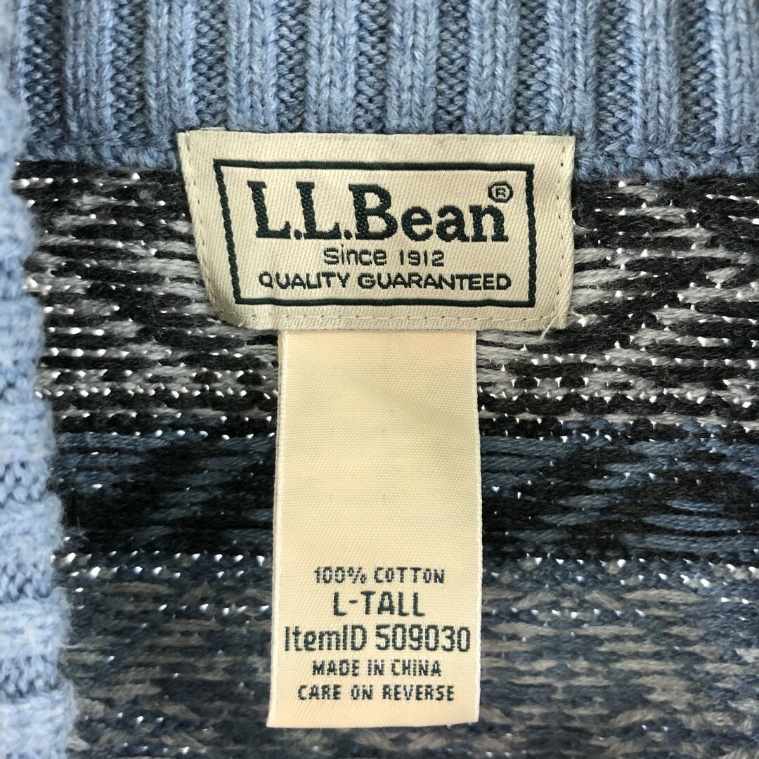 エルエルビーン L.L.Bean 総柄 コットンニットハーフジップセーター メンズL /eaa371541