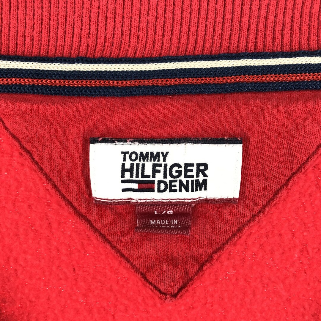 TOMMY HILFIGER(トミーヒルフィガー)の古着 トミーヒルフィガー TOMMY HILFIGER DENIM Vネック ロゴスウェット トレーナー メンズL /eaa371626 メンズのトップス(スウェット)の商品写真