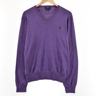 ラルフローレン(Ralph Lauren)の古着 ラルフローレン Ralph Lauren POLO RALPH LAUREN Vネック コットンニットセーター メンズM /eaa344325(ニット/セーター)