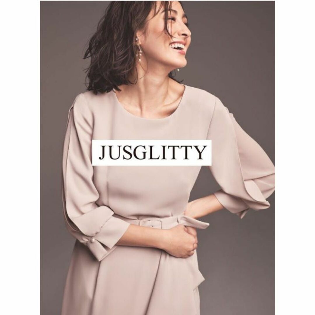 JUSGLITTY - 【極美品】JUSGLITTY ベルト付ラッフルワンピース