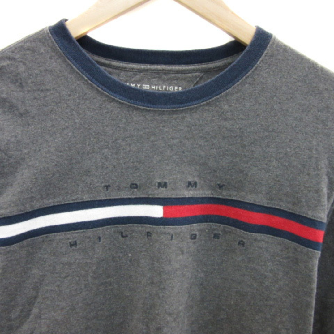 TOMMY HILFIGER(トミーヒルフィガー)のトミーヒルフィガー Tシャツ カットソー 長袖 ロゴ刺繡 M ダークグレー メンズのトップス(Tシャツ/カットソー(七分/長袖))の商品写真