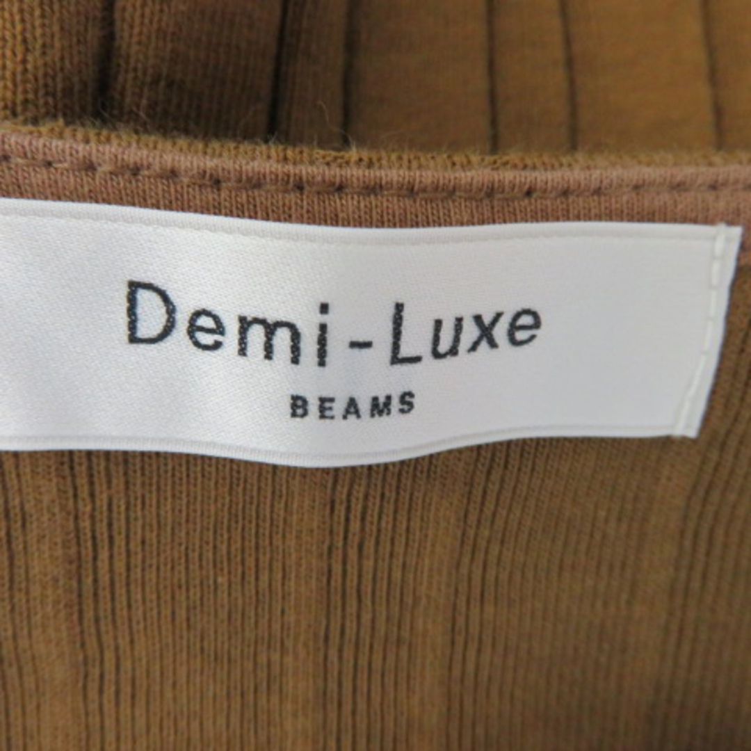 Demi-Luxe BEAMS(デミルクスビームス)のデミルクス ビームス リブカットソー 長袖 ラウンドネック 無地 ブラウン レディースのトップス(カットソー(長袖/七分))の商品写真