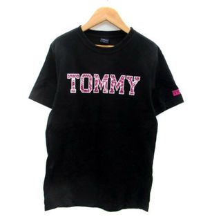 トミー(TOMMY)のトミー Tシャツ カットソー クルーネック 半袖 プリント M 黒 紫(Tシャツ(半袖/袖なし))