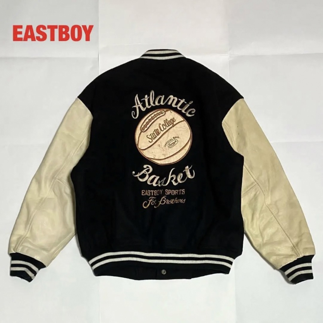 EASTBOY　スタジャン　牛皮レザー　キルティング　ワッペン　バスケットボール