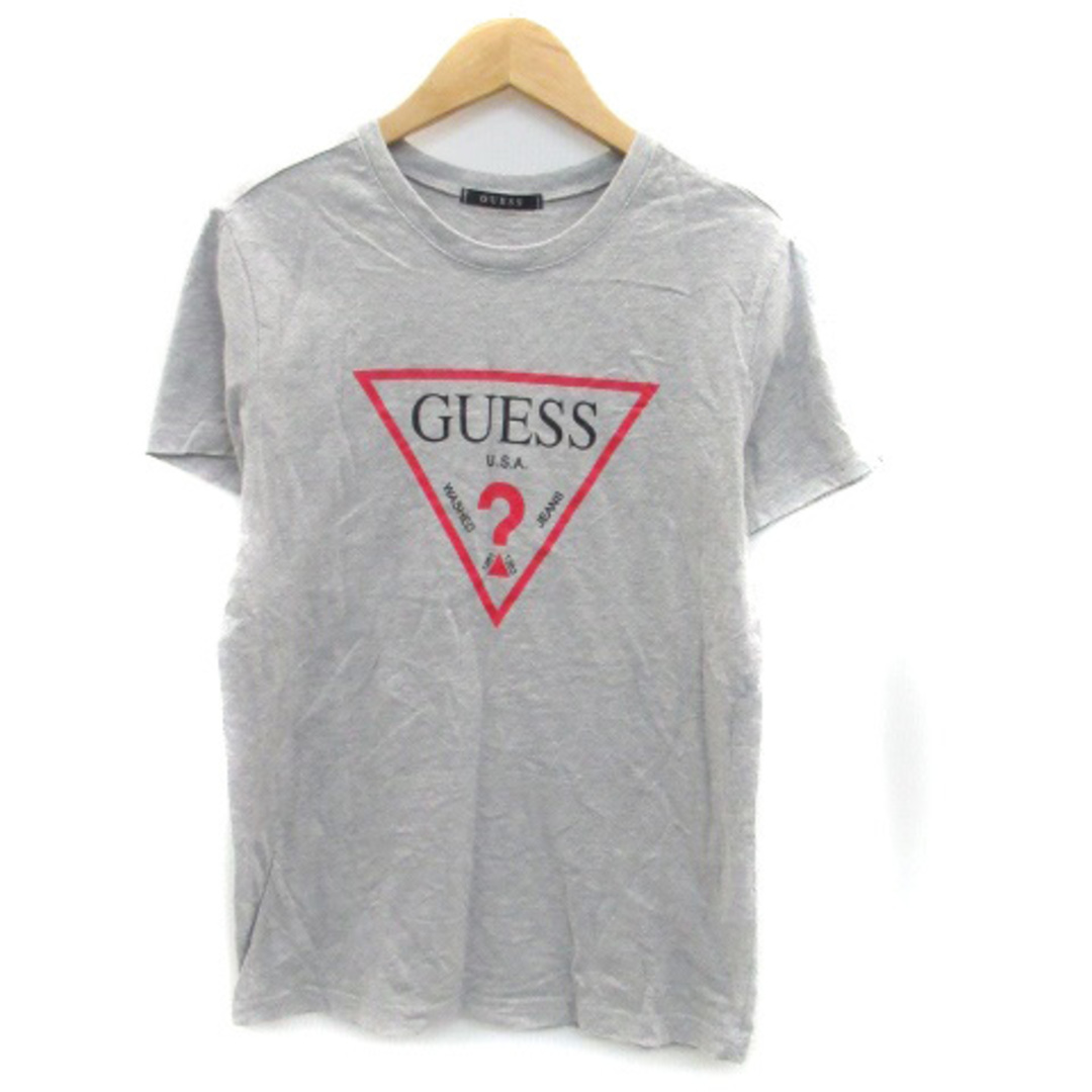 GUESS(ゲス)のゲス Tシャツ カットソー ラウンドネック 半袖 プリント S グレー 赤 レディースのトップス(Tシャツ(半袖/袖なし))の商品写真