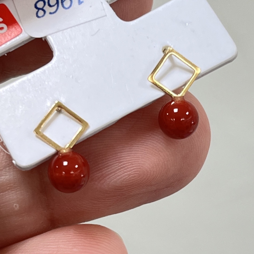 18Kゴールド ピアス 珊瑚4.5~5mm-