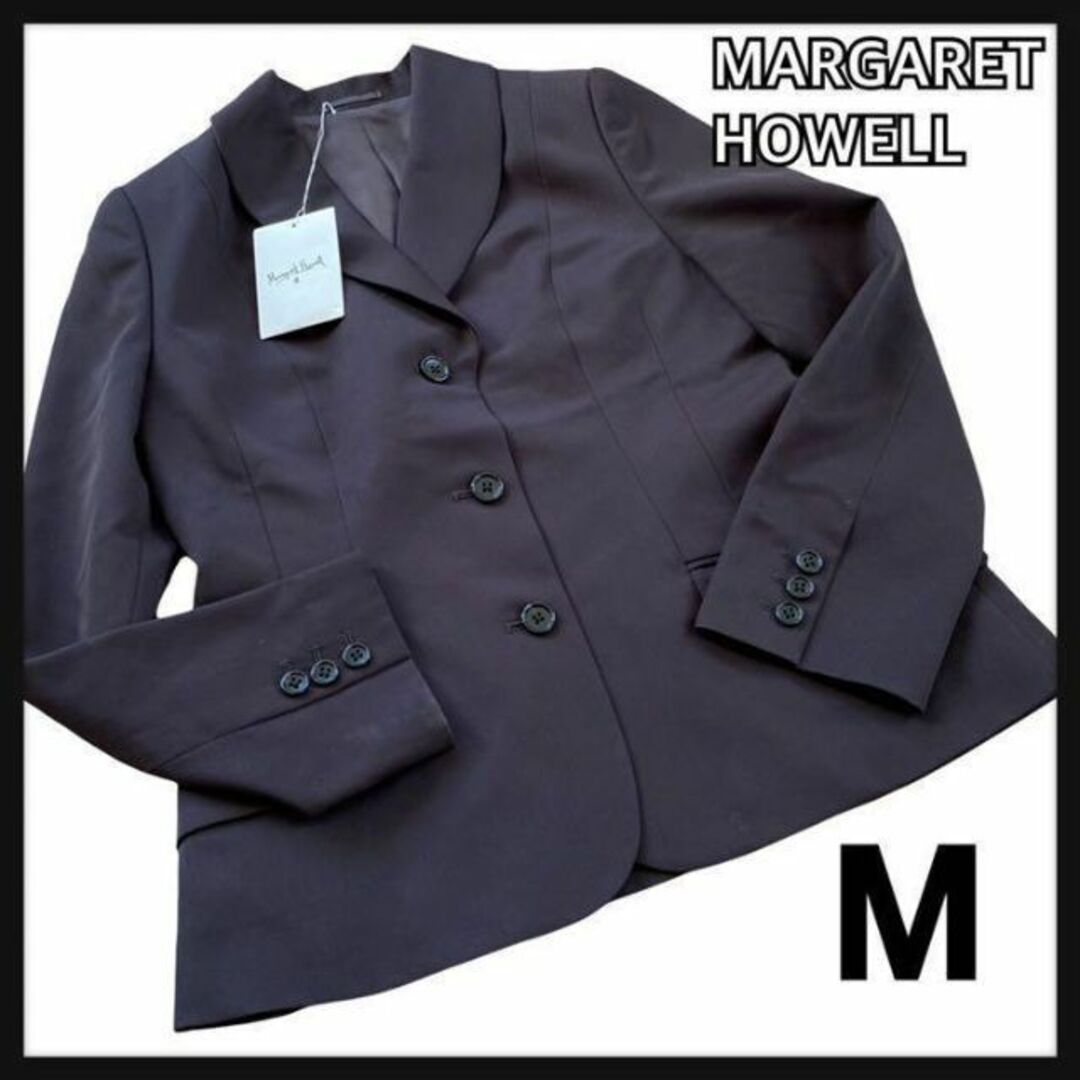 MARGARET HOWELL(マーガレットハウエル)の美品 MHLマーガレットハウエル ジャケット M 茶 濃ブラウン ウール レディースのジャケット/アウター(テーラードジャケット)の商品写真