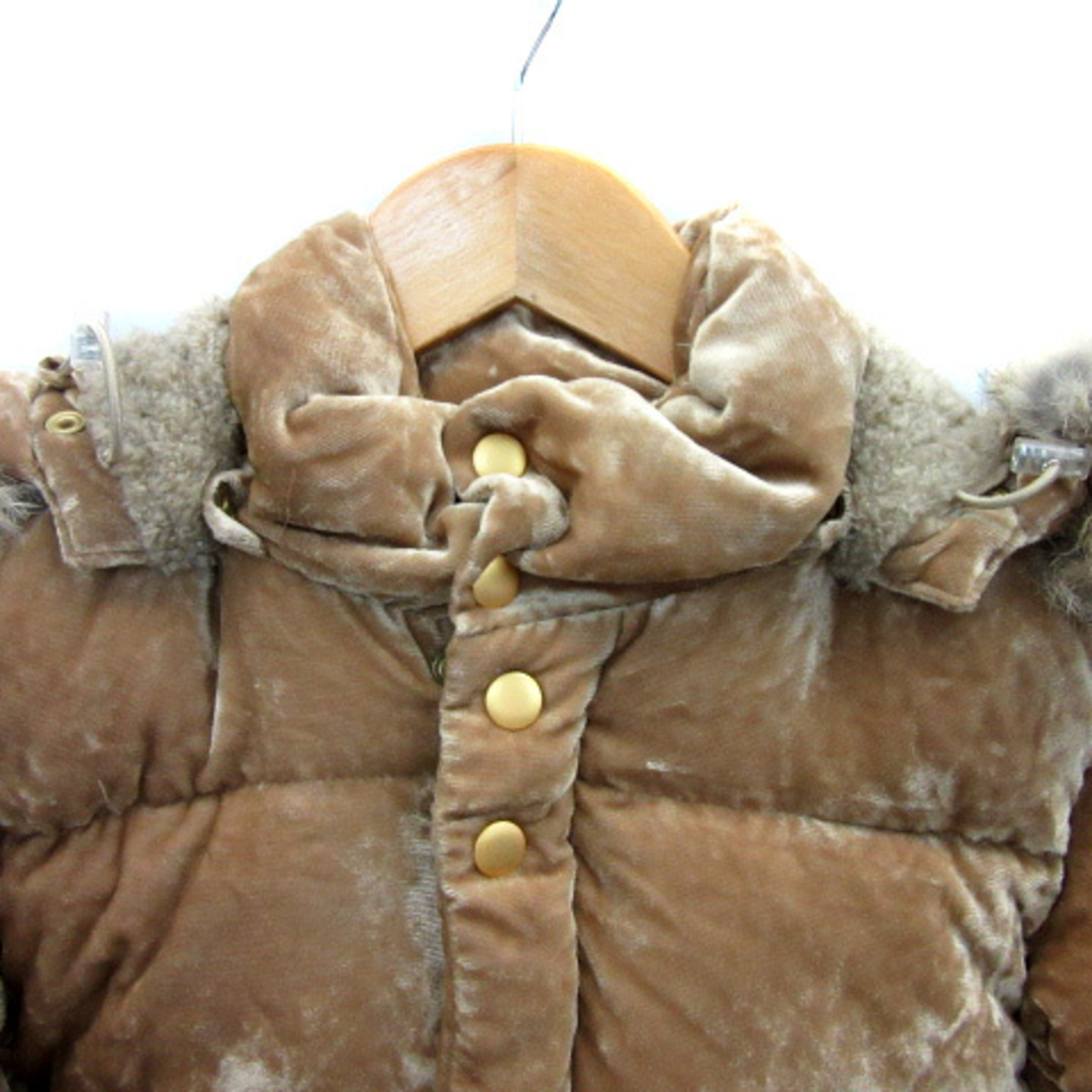 アンディコール 中綿ジャケット ベロア ラビットファーフード付き キャメル 2