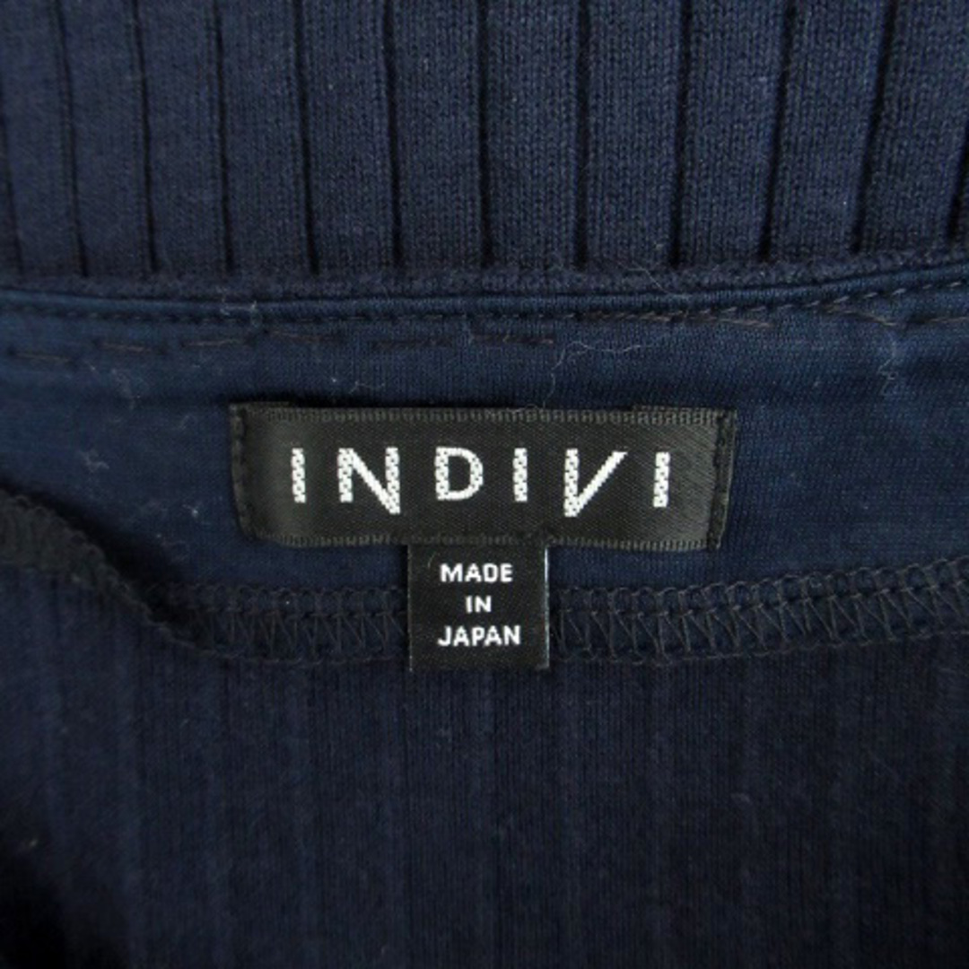 INDIVI(インディヴィ)のインディヴィ INDIVI カットソー リブ Vネック 長袖 38 紺 ネイビー レディースのトップス(カットソー(長袖/七分))の商品写真