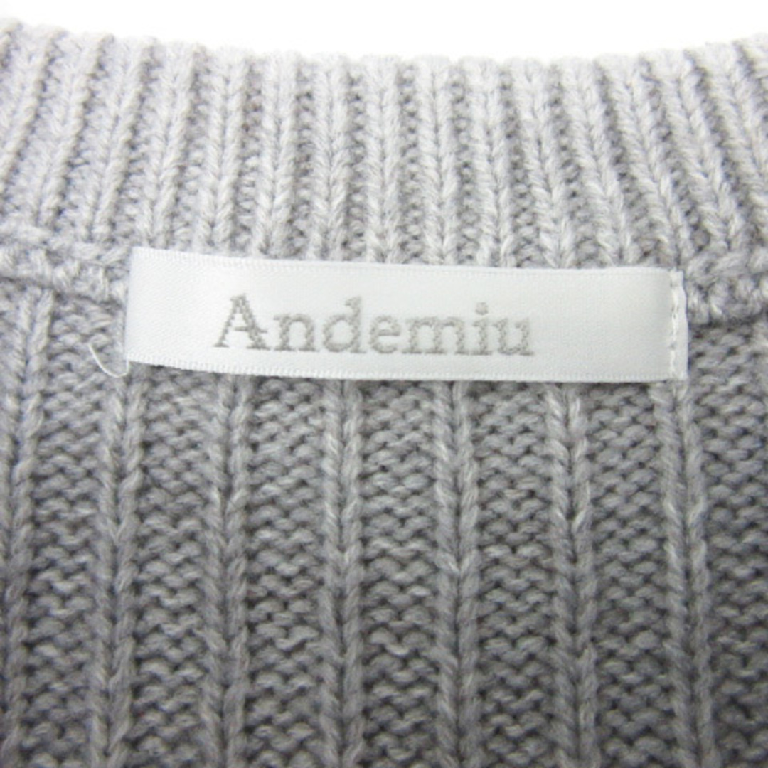 Andemiu(アンデミュウ)のアンデミュウ リブニット セーター 長袖 無地 ウール混 F グレー レディースのトップス(ニット/セーター)の商品写真