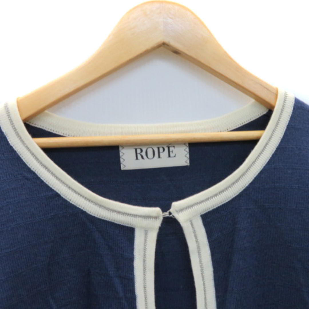 ROPE’(ロペ)のロペ カーディガン ミドル丈 Uネック 無地 ウール混 M 紺 ネイビー レディースのトップス(カーディガン)の商品写真