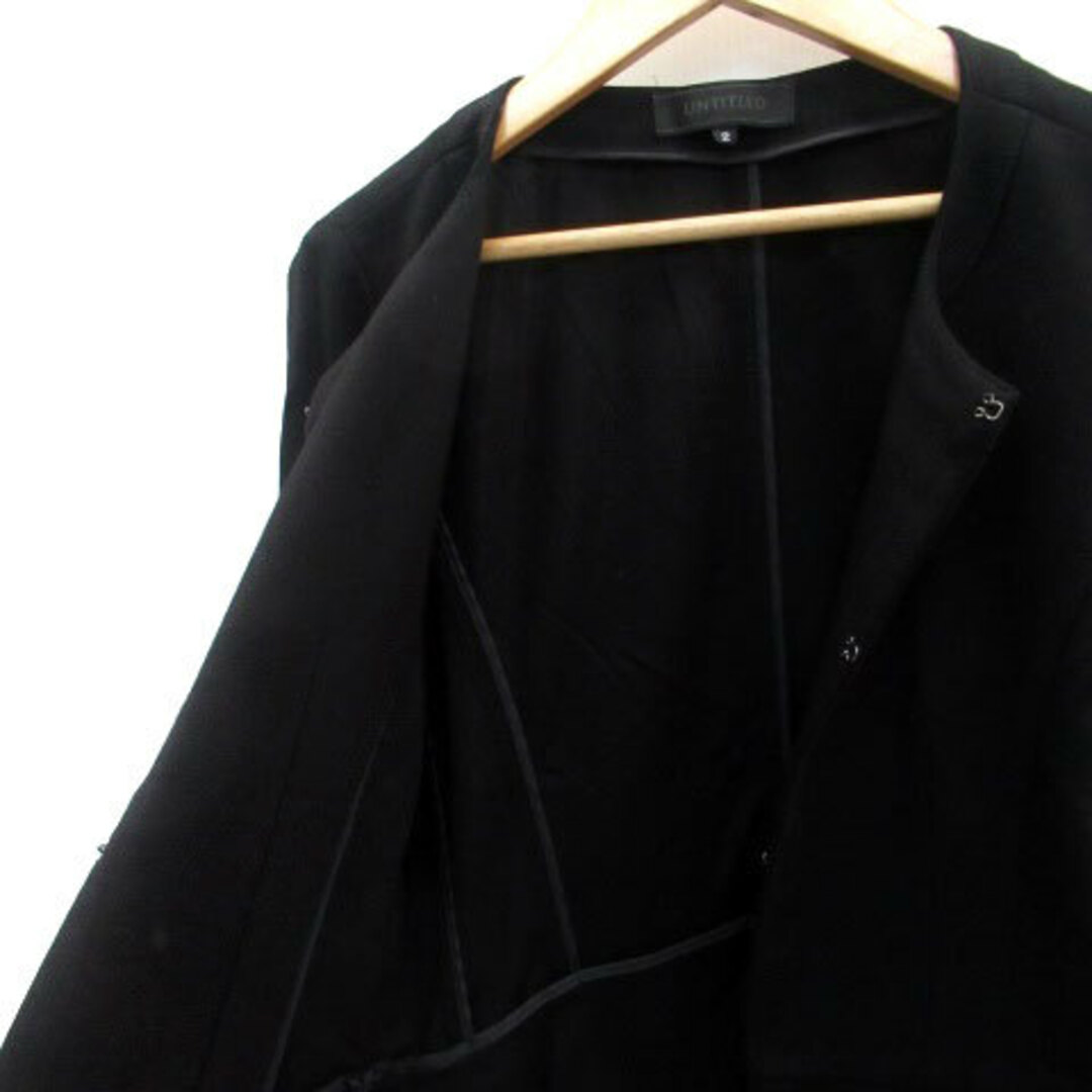 UNTITLED(アンタイトル)のアンタイトル ノーカラージャケット ミドル丈 2 黒 ブラック  レディースのジャケット/アウター(その他)の商品写真