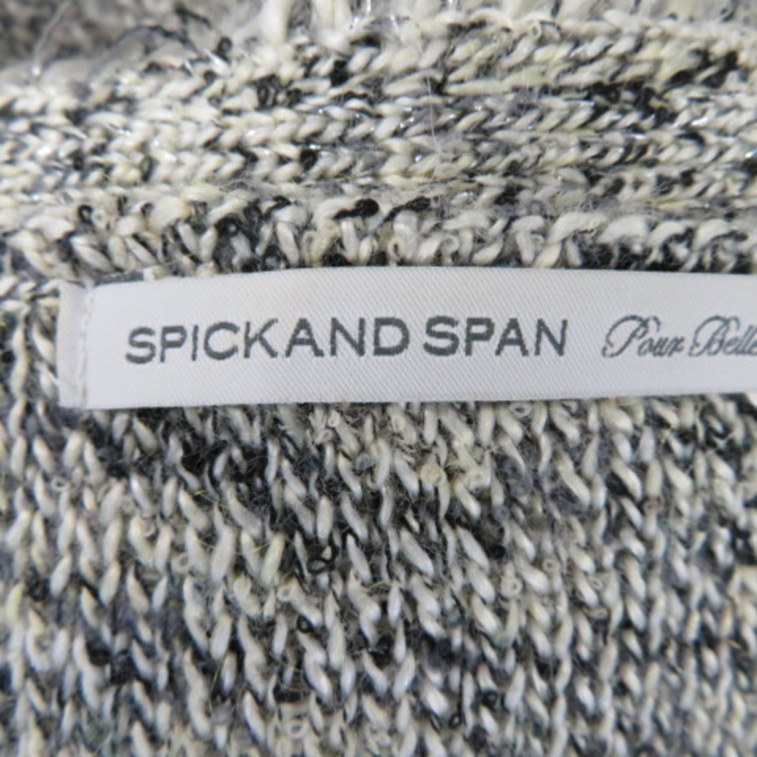 Spick & Span(スピックアンドスパン)のスピック&スパン ニットカーディガン ミドル丈 Uネック フリンジ 黒 ブラック レディースのトップス(カーディガン)の商品写真