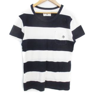 ビラボン(billabong)のビラボン カットソー Tシャツ 半袖 ラウンドネック ボーダー柄 L 白 紺(Tシャツ/カットソー(半袖/袖なし))