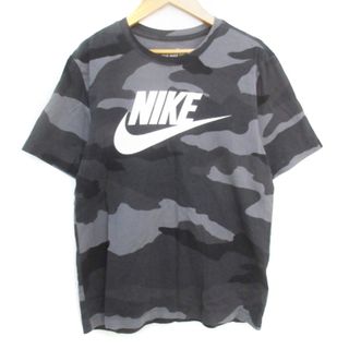 ナイキ(NIKE)のナイキ NIKE Tシャツ カットソー 半袖 ロゴ 迷彩柄 S 黒 グレー(Tシャツ/カットソー(半袖/袖なし))