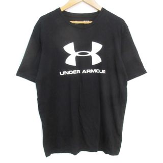 アンダーアーマー(UNDER ARMOUR)のアンダーアーマー Tシャツ カットソー 半袖 クルーネック ロゴ SM 黒 白(Tシャツ/カットソー(半袖/袖なし))