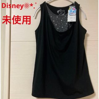 ディズニー(Disney)のタグ付き未使用 Disney タンクトップ 二枚重ね ブラック(タンクトップ)