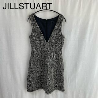 ジルスチュアート(JILLSTUART)のJILL STUART ワンピース ノースリーブ フレア ツイード 日本製(ひざ丈ワンピース)