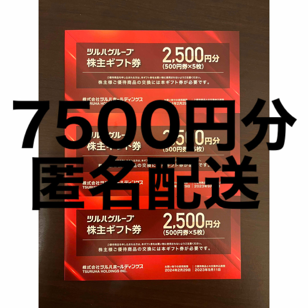 ツルハ　株主優待　３冊　7,500円分優待券/割引券