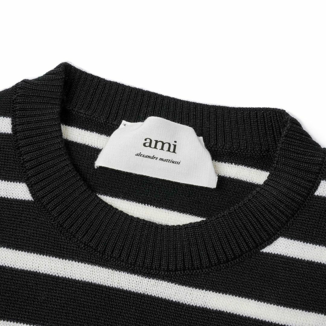 新品 AMI Paris ニット セーター ボーダー ブラック-