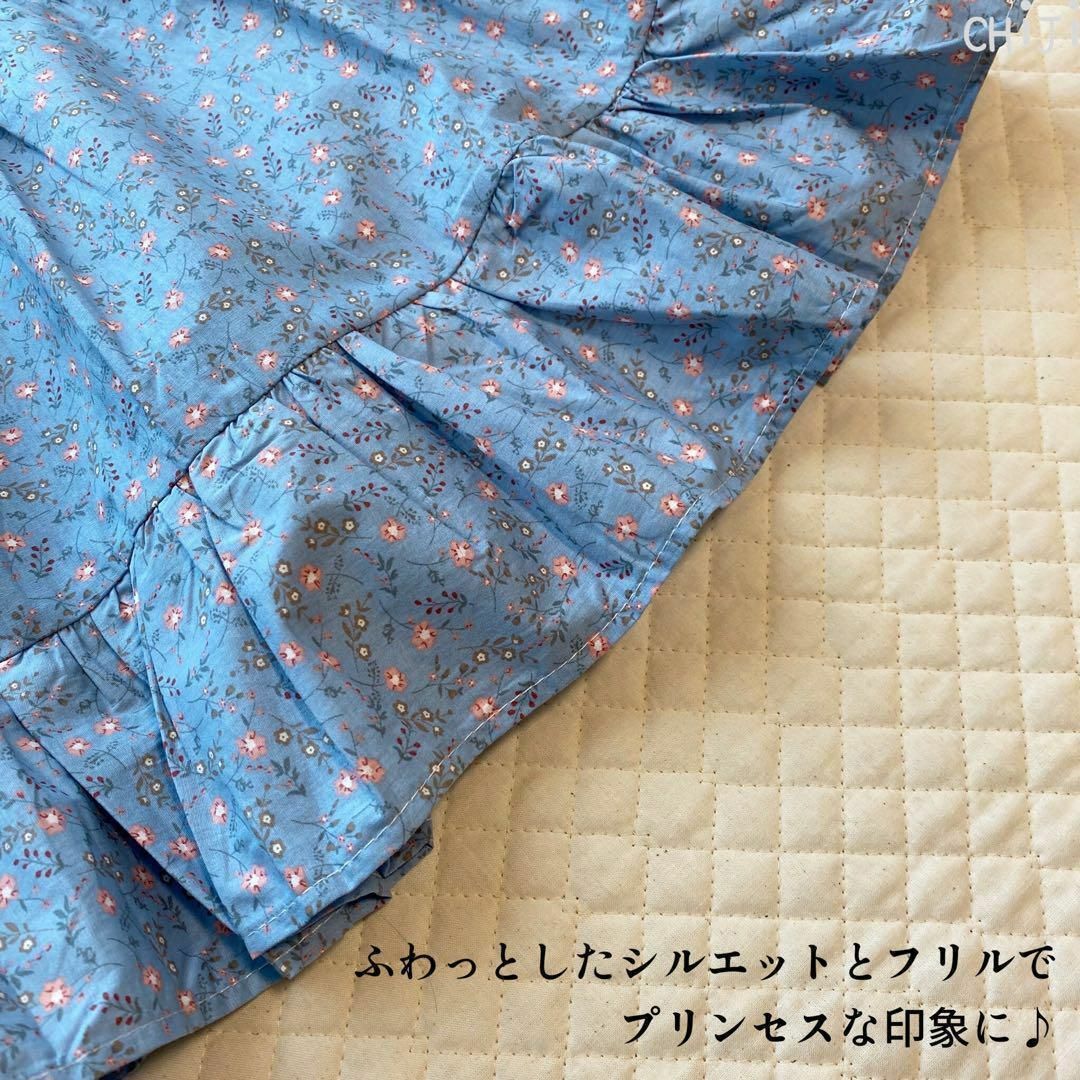 匿名配送 子供服 ワンピース 100 女の子 秋服 長袖 花柄 ドレス お姫様 キッズ/ベビー/マタニティのキッズ服女の子用(90cm~)(ワンピース)の商品写真