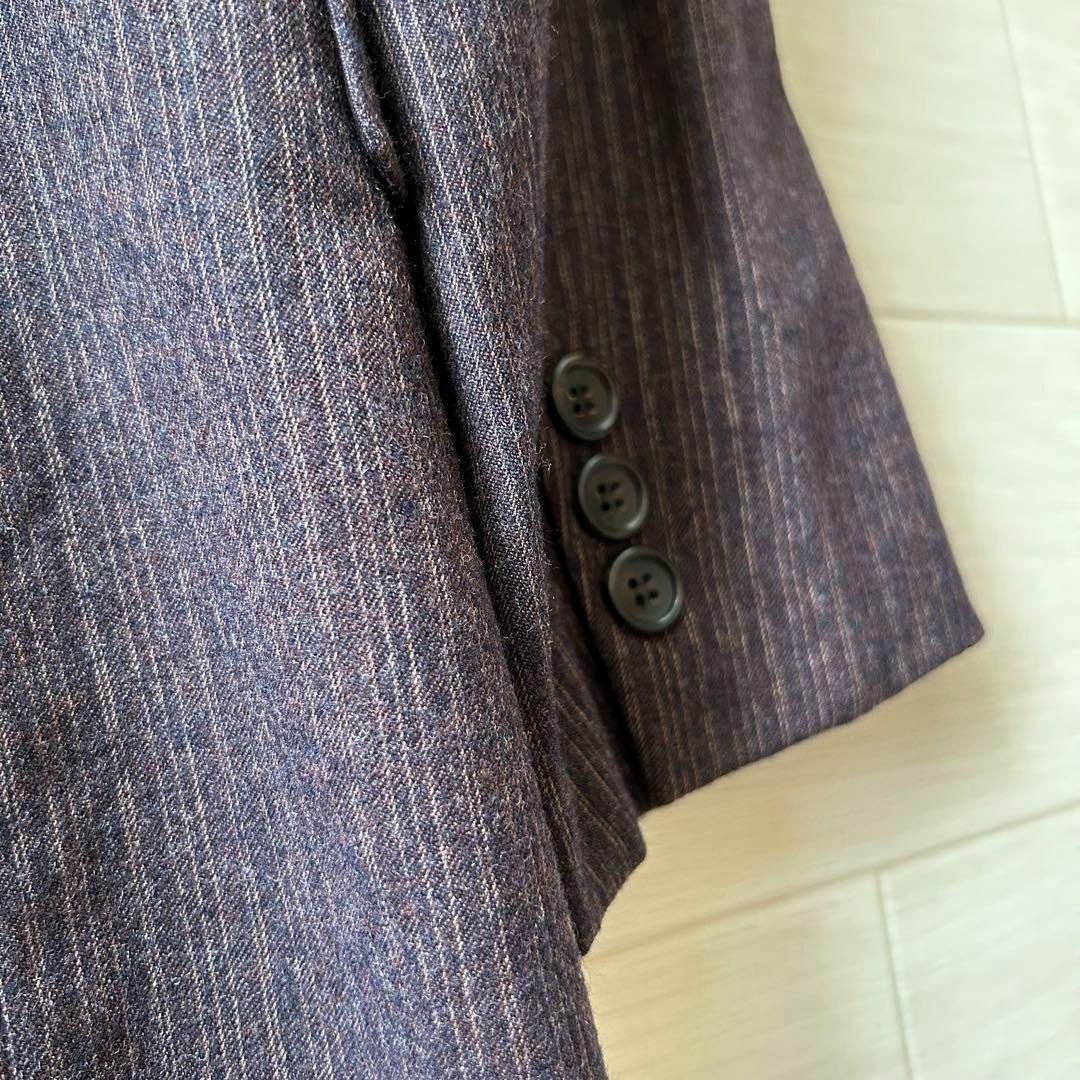 ロロピアーナ テーラードジャケット ウール A4 ストライプ 美品 ブラウン