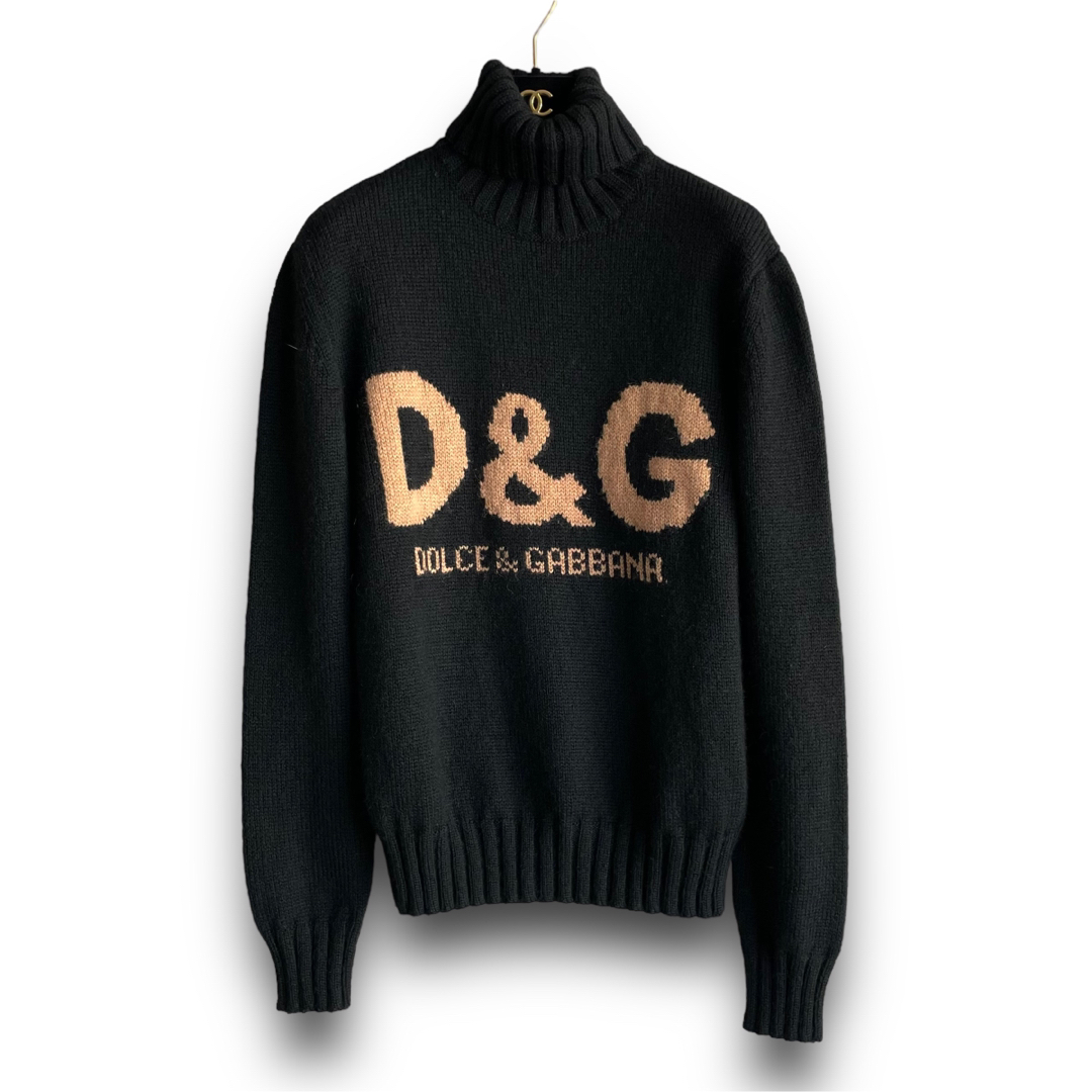 美品 D&G ハイネックニット 46 イタリア製 ロゴパッチ ドルガバ