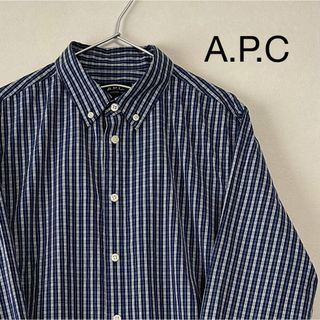 アーペーセー(A.P.C)の美品 90s A.P.C 長袖BDシャツ チェック ネイビー(シャツ)