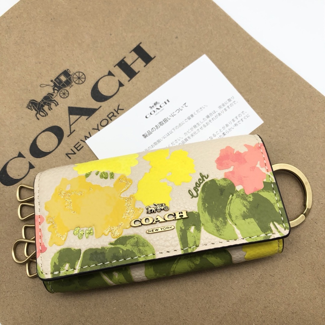 【COACH☆新品】6 リング キー ケース・フローラル プリント！花柄！新作！