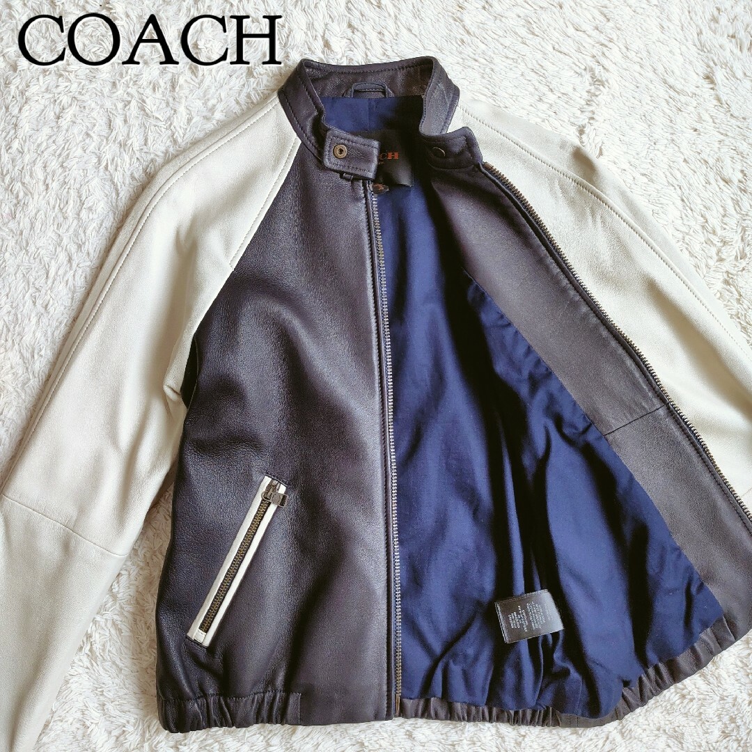 通販モール ［美品］COACH コーチ☆ラムレザージャケット 白黒