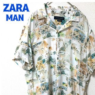 ザラ(ZARA)のZARA 半袖アロハシャツ 総柄 古着 レーヨン オープンカラー ハワイアン(シャツ)