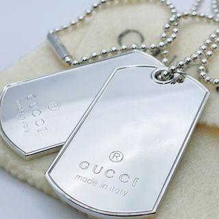 極美品】GUCCI ダブル ドッグタグ ネックレス プレート クリーニング済-