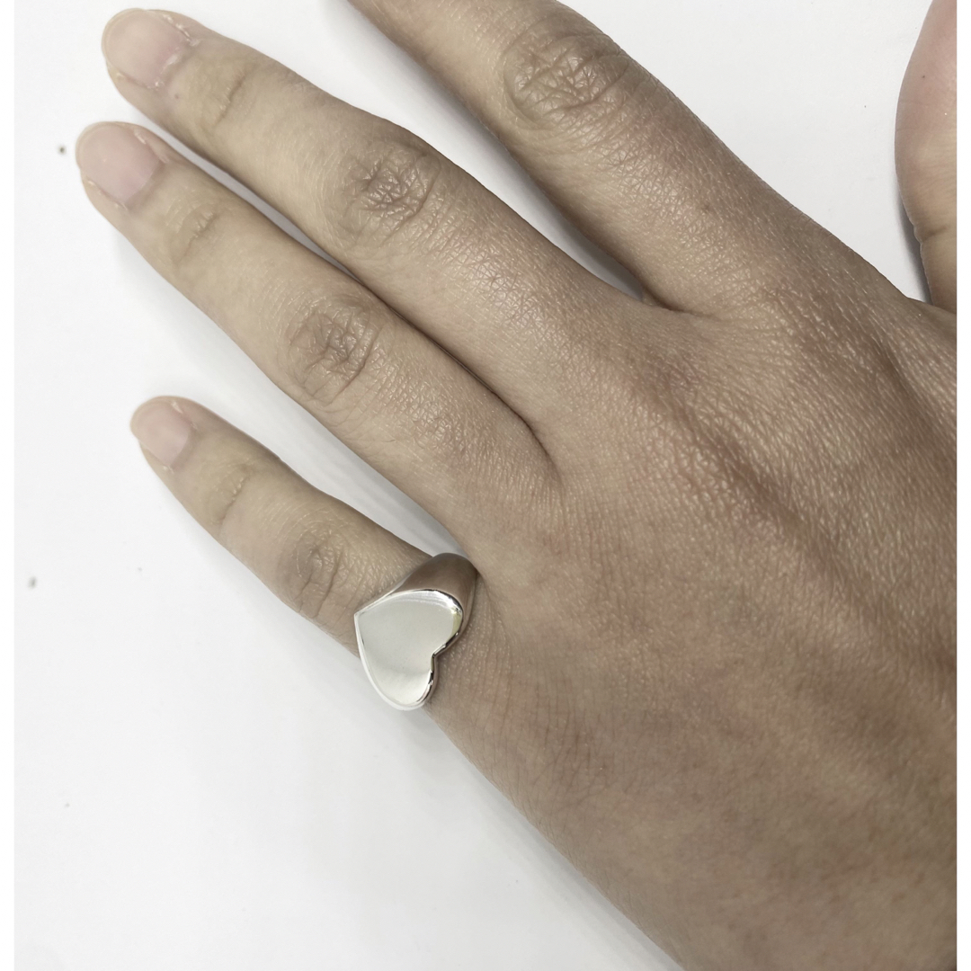 ミニハート　シグネット　ポリッシュド　スターリングシルバー925リング　12号 メンズのアクセサリー(リング(指輪))の商品写真