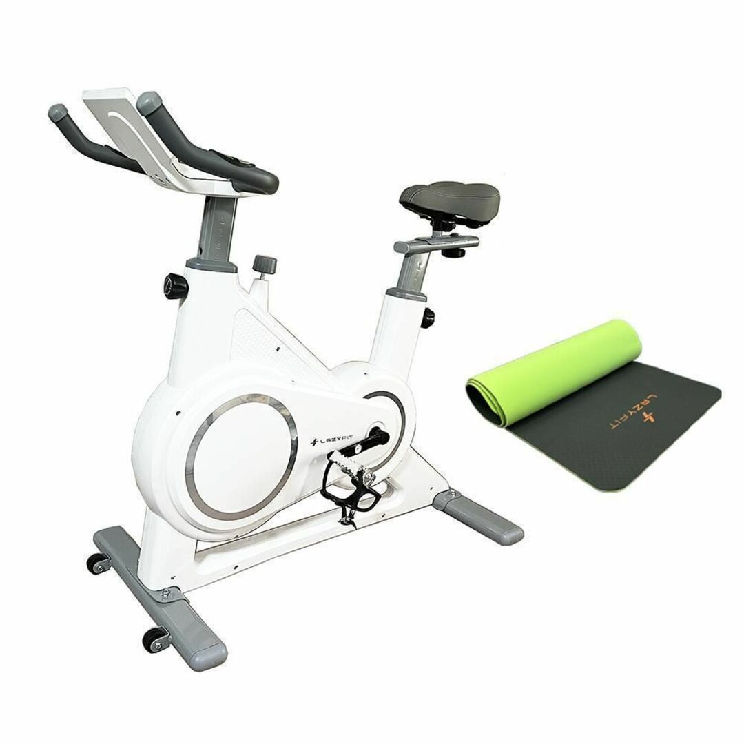 エアロバイク 組立簡単 マット付属 室内・シューズ用ペダル付属 ホワイト1800 スポーツ/アウトドアのトレーニング/エクササイズ(トレーニング用品)の商品写真