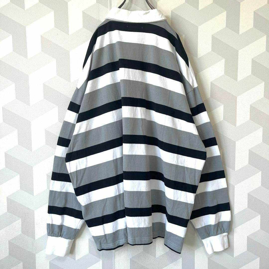 XLARGE - 【エクストララージ】XL 刺繍 ボーダー ラガーシャツ 黒白