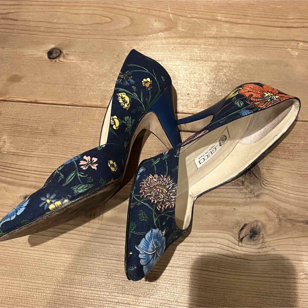 1円 GUCCI グッチ オールドグッチ 花柄 パンプス サイズ34