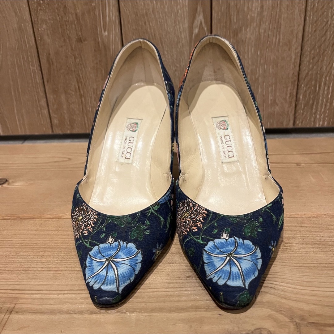 Gucci - 1円 GUCCI グッチ オールドグッチ 花柄 パンプス サイズ34 の
