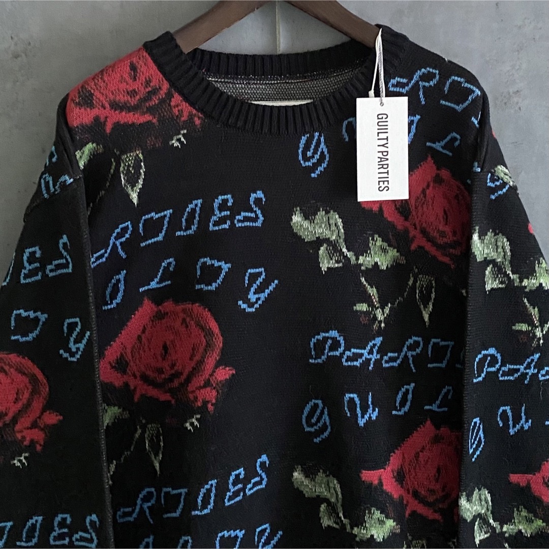 黒 22FW 新品 XL WACKO MARIA ワコマリア 薔薇 ニット