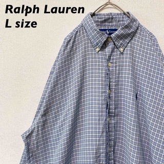 ラルフローレン(Ralph Lauren)のラルフローレン　長袖シャツ　ボタンダウン　チェック　ポニーロゴ　男女兼用　L(シャツ)