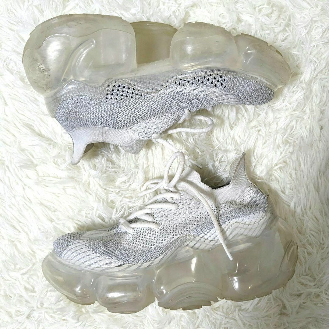 MIKIO SAKABE(ミキオサカベ)のgroundsグラウンズ ミキオサカベ 24cmEU38 ホワイトグレー×クリア レディースの靴/シューズ(スニーカー)の商品写真